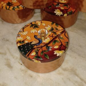 Set of 2 Handcrafted Peacock Design Return Gift Jars – 4 Inch