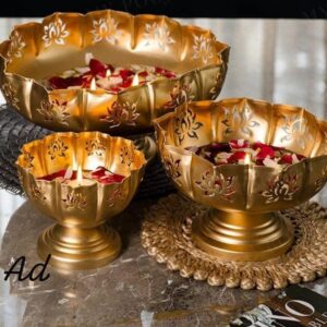 Lotus Urli Set with Stands – Set of 3