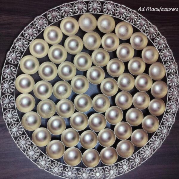 20-Inch Round Iron Chappan Bhog Thali with Floral Design and Powder Coating