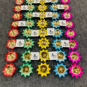 🪷✨ 3 Inch Colourful Brass Lotus Diya ✨
